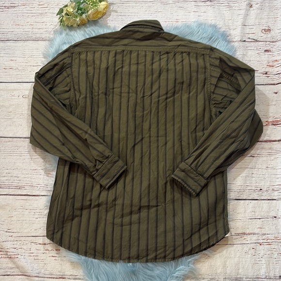 There Was One Green Black Stripe Button Down Top sz 44 - Picture 10 of 10
